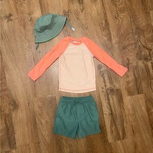 Cat & Jack Pink and Green Rashguard Set